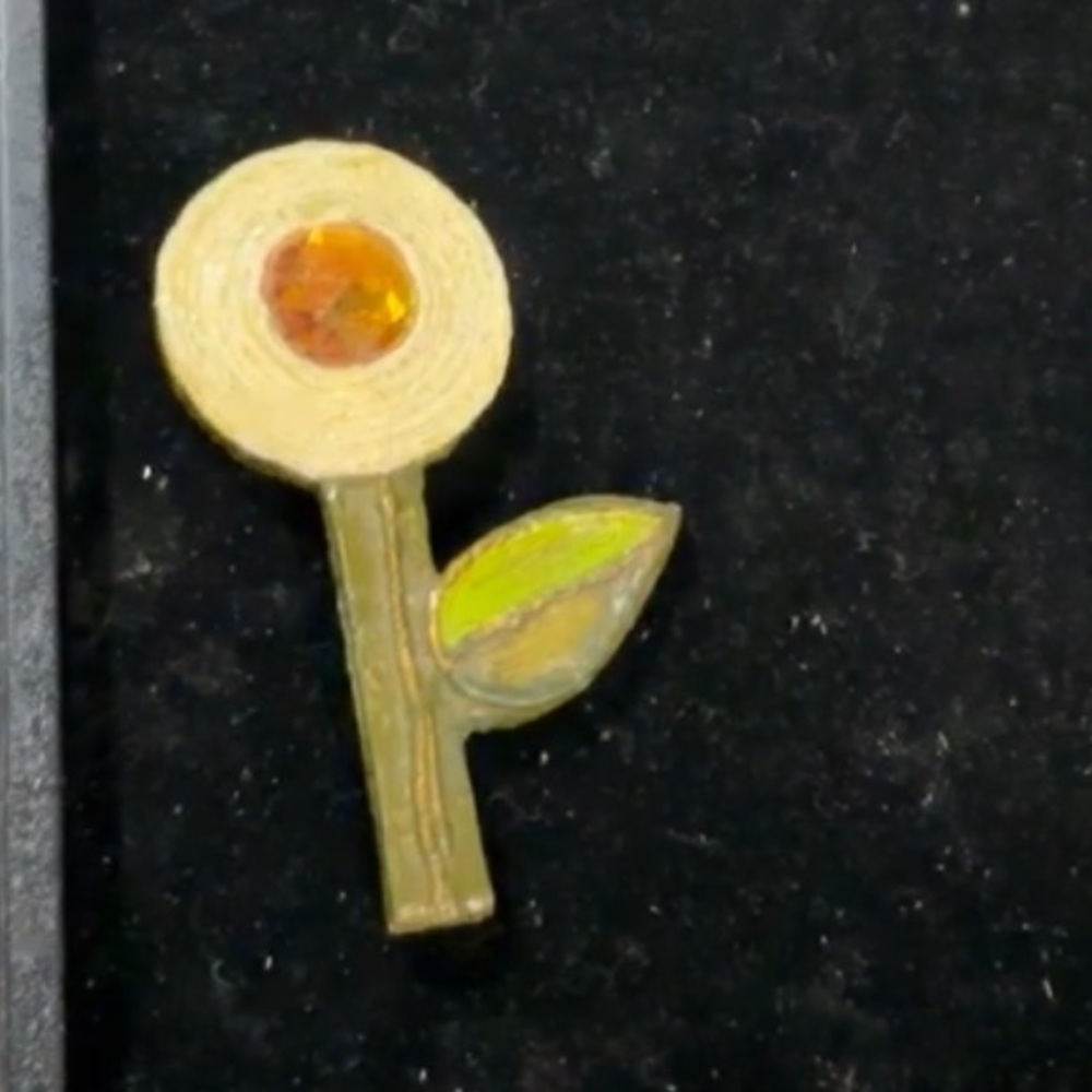 Floral Brooch with Orange Gem